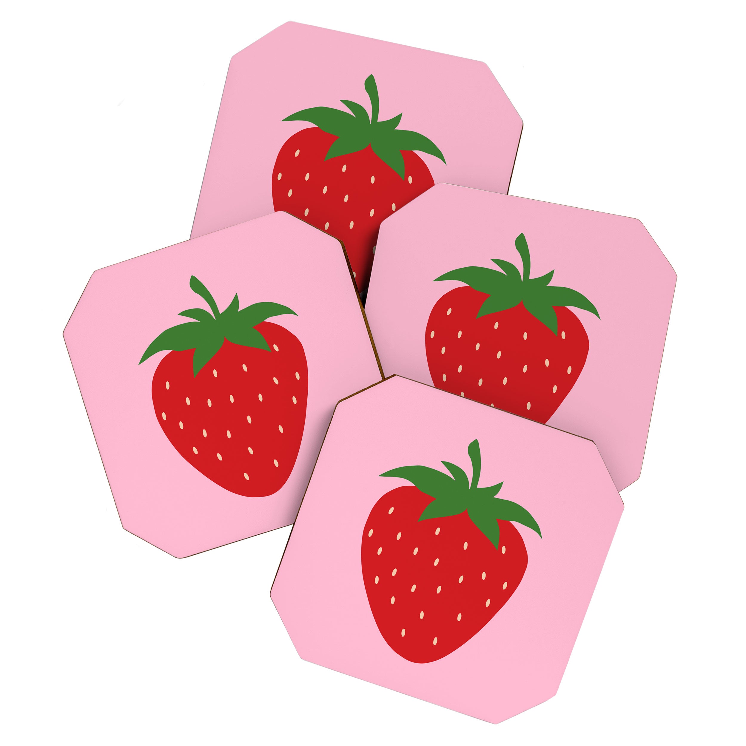 Fruit Market Print Pink Strawberry Print Fruit Art Modern Decor Food Art Abstract Coaster Gallery Image 1