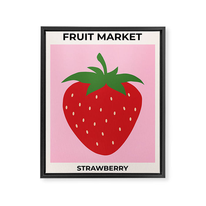 Fruit Market Print Pink Strawberry Print Fruit Art Modern Decor Food Art Abstract Framed Canvas Print Gallery Image 1