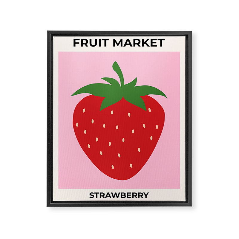 Fruit Market Print Pink Strawberry Print Fruit Art Modern Decor Food Art Abstract Framed Canvas Print Gallery Image 6