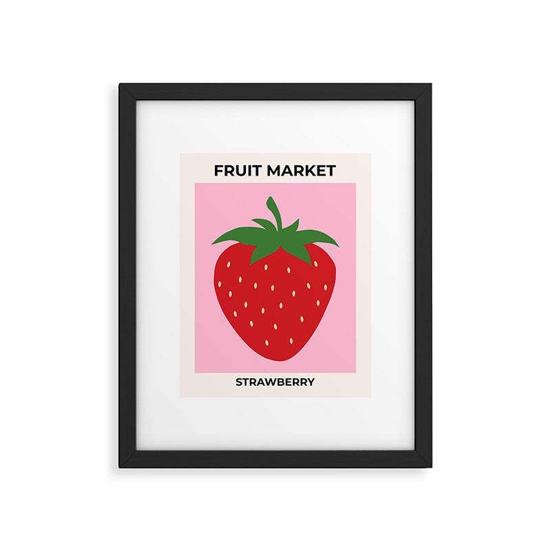 Fruit Market Print Pink Strawberry Print Fruit Art Modern Decor Food Art Abstract Framed Art Print Gallery Image 5