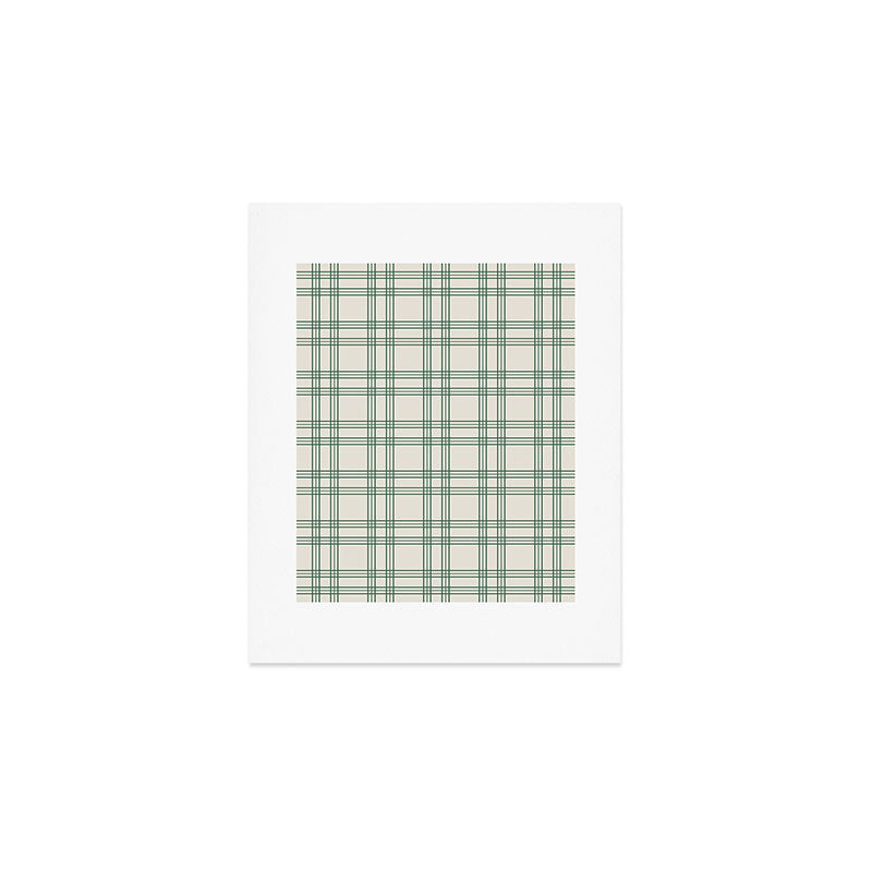 Green And Cream Gingham Art Print Gallery Image 1