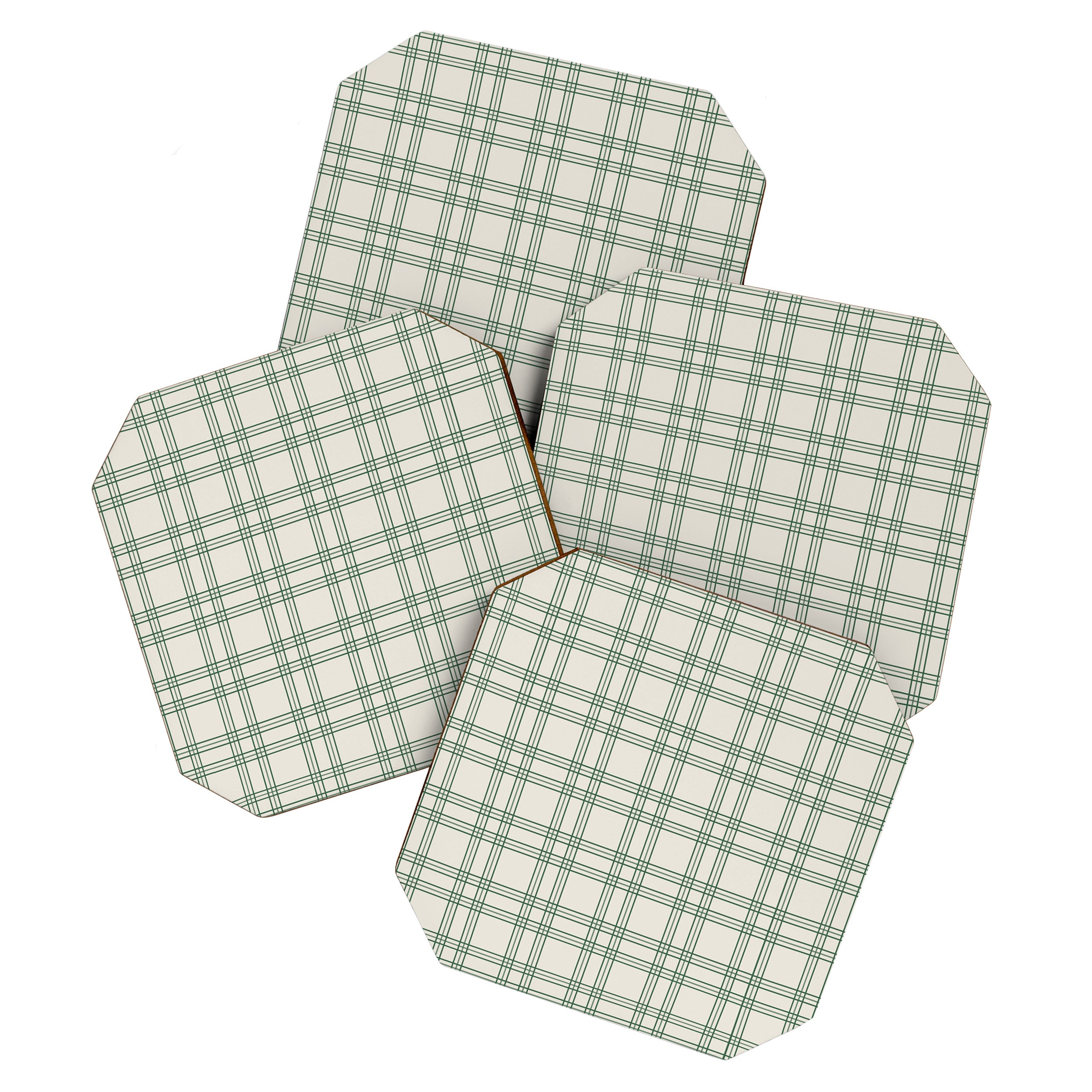 Green And Cream Gingham Coaster Gallery Image 1