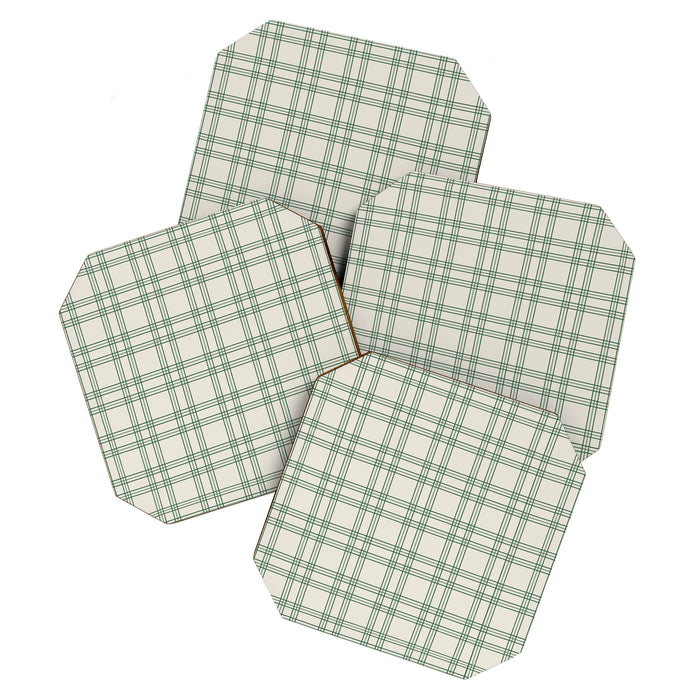 Green And Cream Gingham Coaster Gallery Image 1