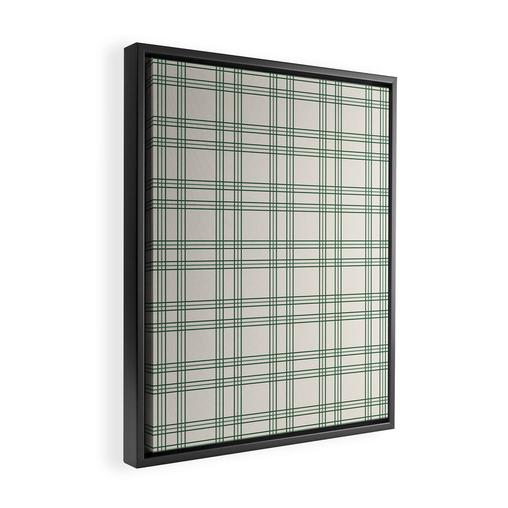 Green And Cream Gingham Framed Canvas Print Gallery Image 2