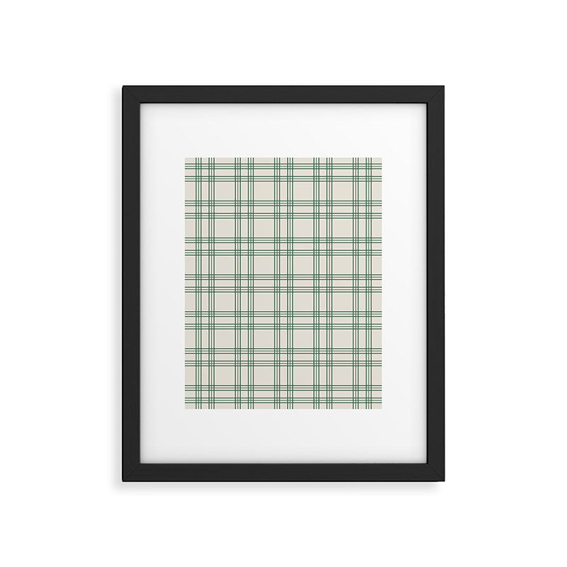 Green And Cream Gingham Framed Art Print Gallery Image 5