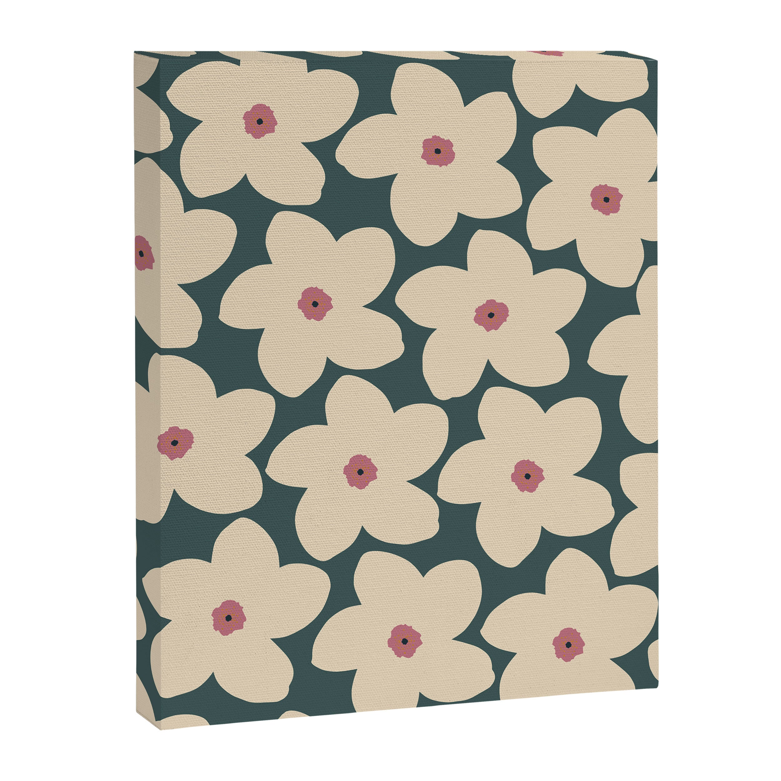 Green And Cream Retro Flower Canvas Print Gallery Image 6