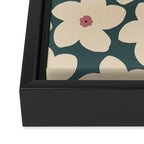 Green And Cream Retro Flower Framed Canvas Print Gallery Image 3