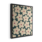 Green And Cream Retro Flower Framed Canvas Print Gallery Image 2