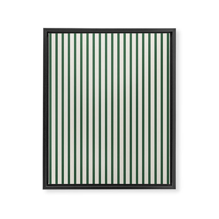 Green And Cream Striped Framed Canvas Print Gallery Image 1
