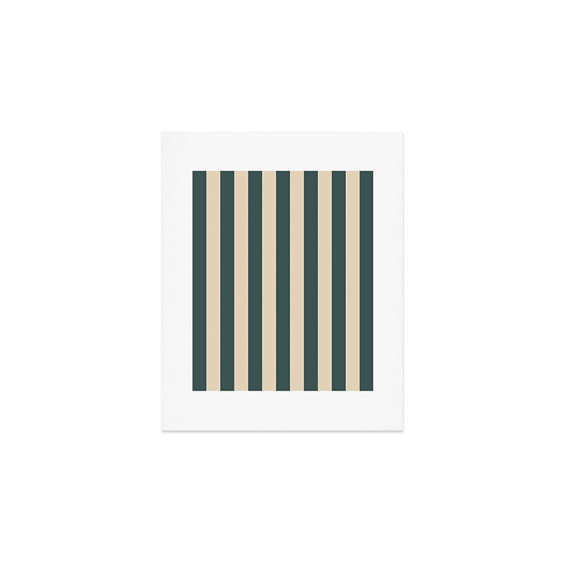Green And Cream Vertical Stripes Art Print Gallery Image 1