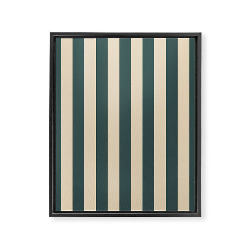 Green And Cream Vertical Stripes Framed Canvas Print Gallery Image 6
