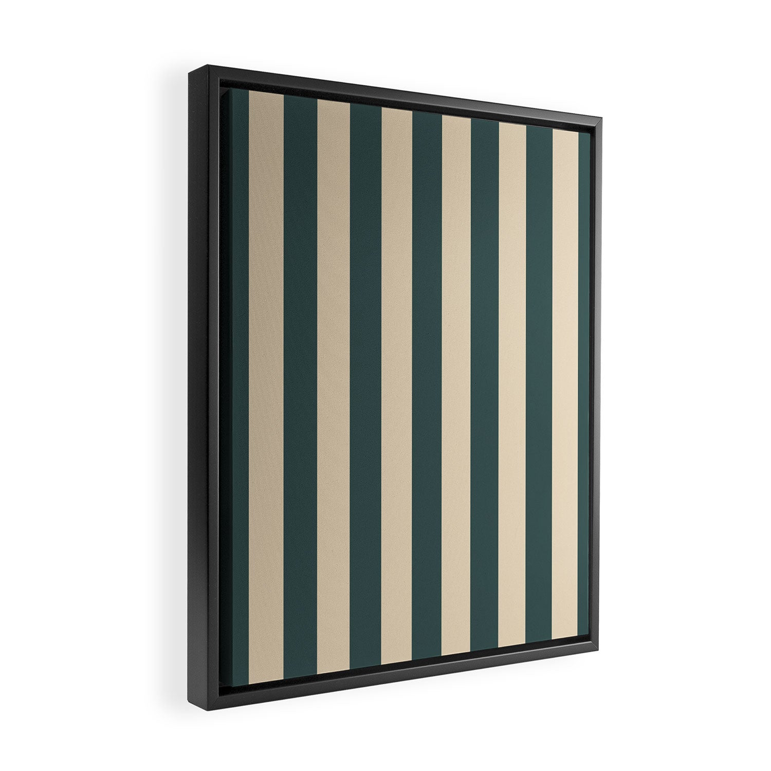 Green And Cream Vertical Stripes Framed Canvas Print Gallery Image 2