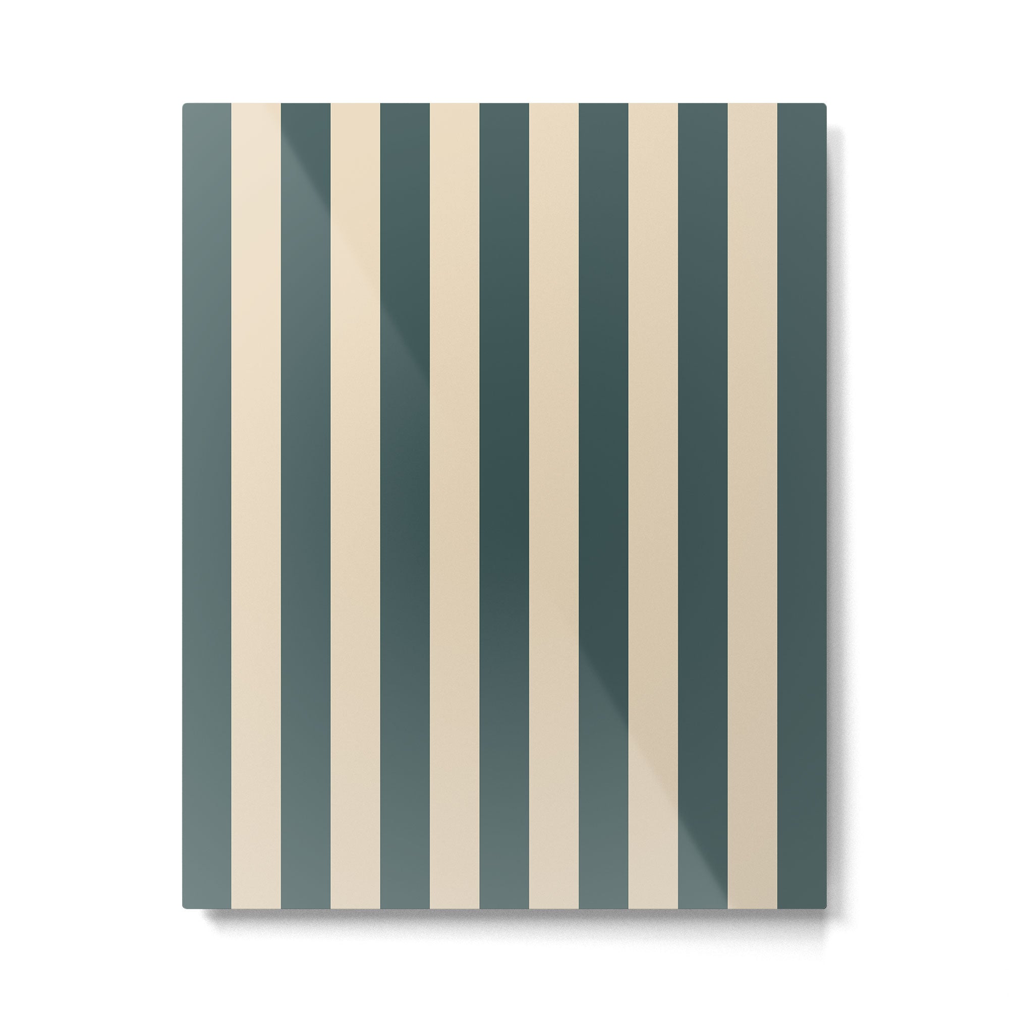 Green And Cream Vertical Stripes Metal Print Gallery Image 4