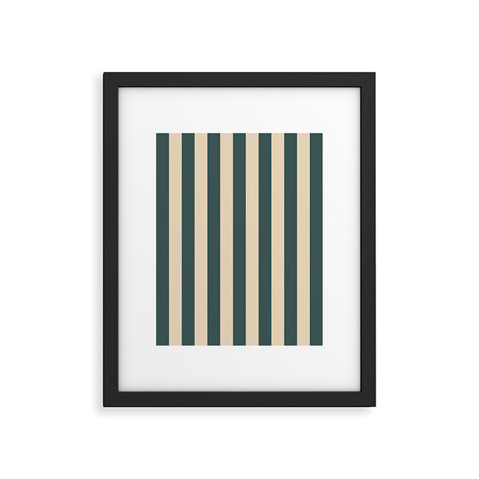 Green And Cream Vertical Stripes Framed Art Print Gallery Image 1