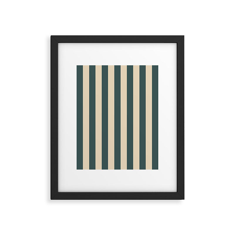 Green And Cream Vertical Stripes Framed Art Print Gallery Image 5