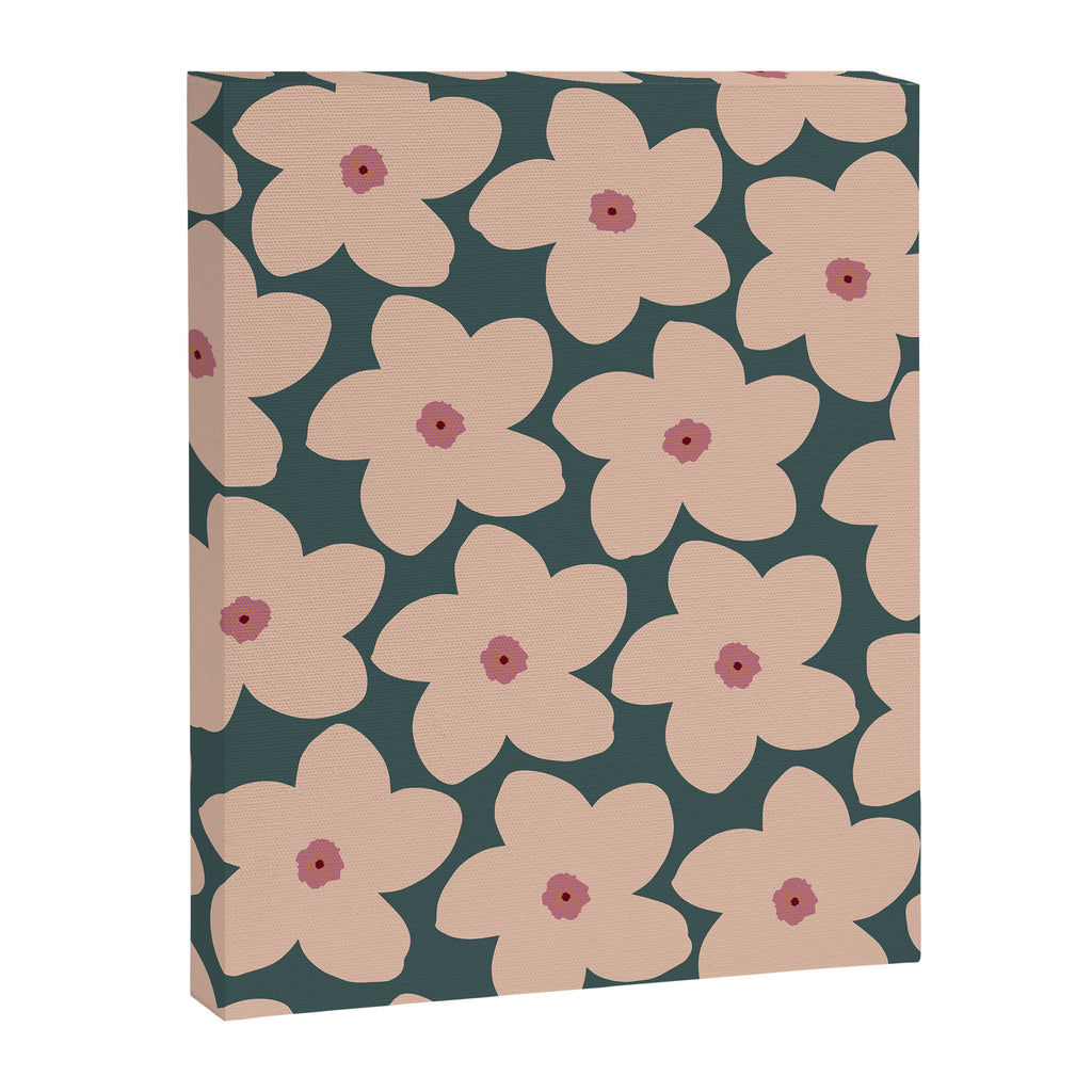 Green And Peach Retro Flower Canvas Print Gallery Image 6