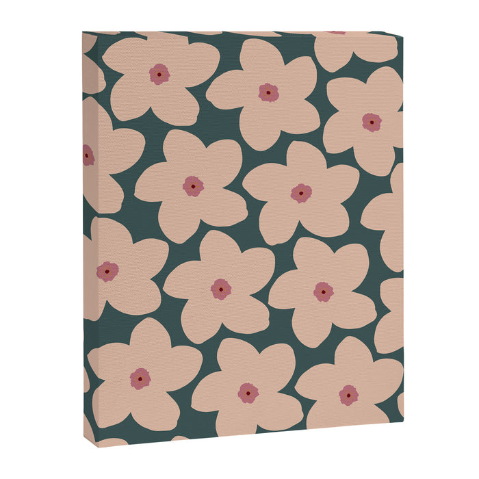 Green And Peach Retro Flower Canvas Print Gallery Image 1
