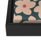 Green And Peach Retro Flower Framed Canvas Print Gallery Image 3