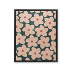 Green And Peach Retro Flower Framed Canvas Print Gallery Image 6