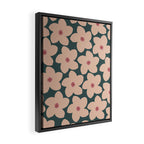 Green And Peach Retro Flower Framed Canvas Print Gallery Image 2