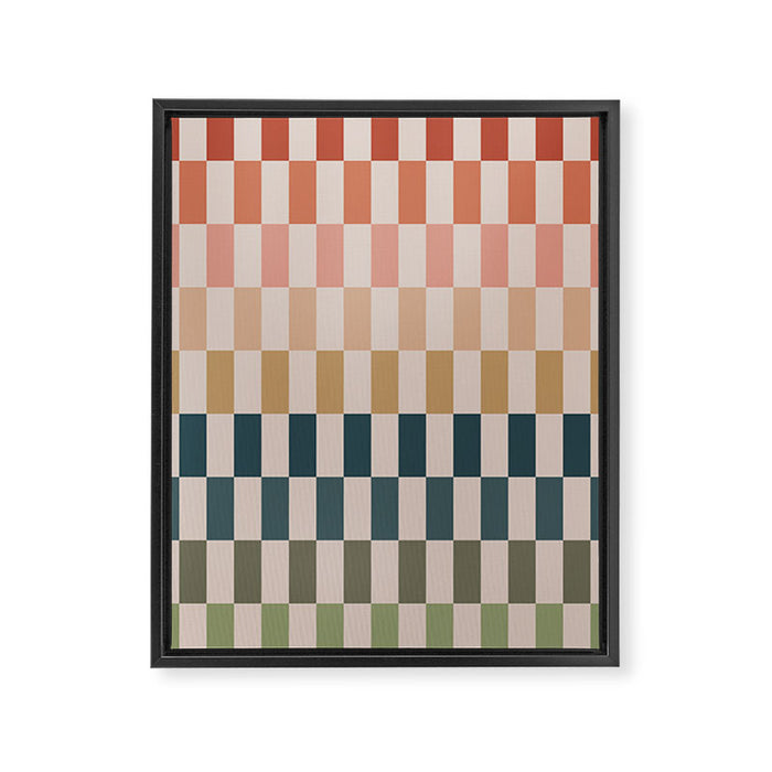 Green And Terracotta Stripes Framed Canvas Print Gallery Image 1