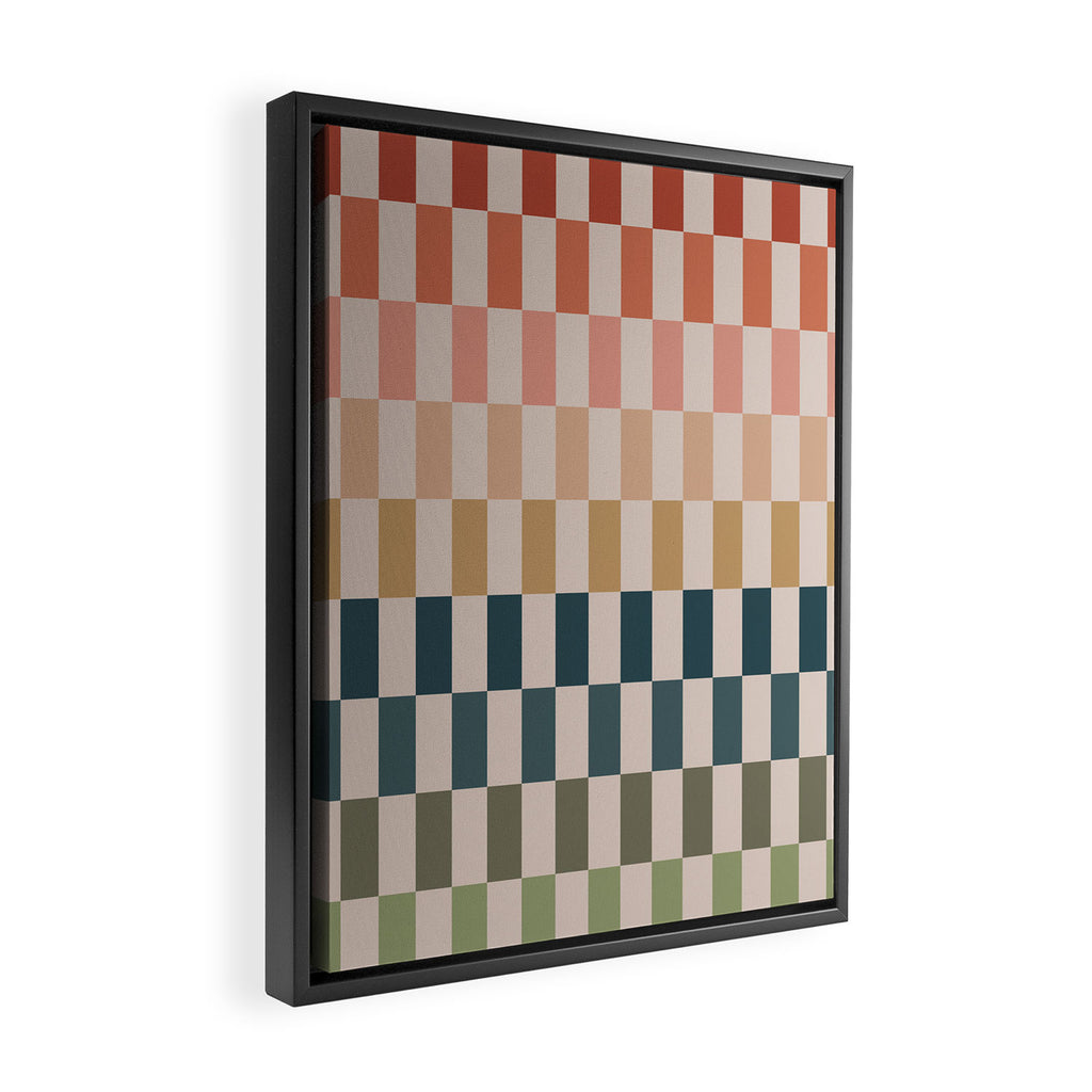 Green And Terracotta Stripes Framed Canvas Print Gallery Image 2