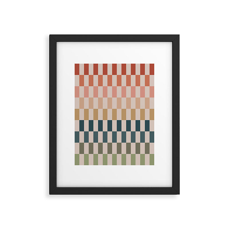 Green And Terracotta Stripes Framed Art Print Gallery Image 5