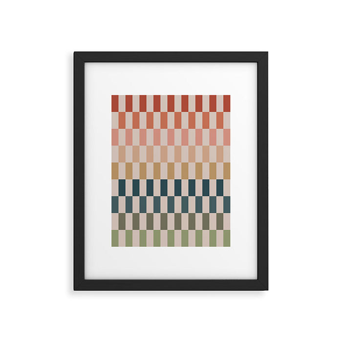 Green And Terracotta Stripes Framed Art Print Gallery Image 1