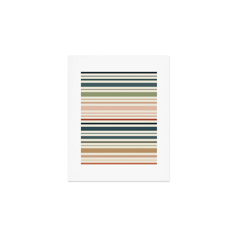Green Boho Stripes Art Print Gallery Image 1