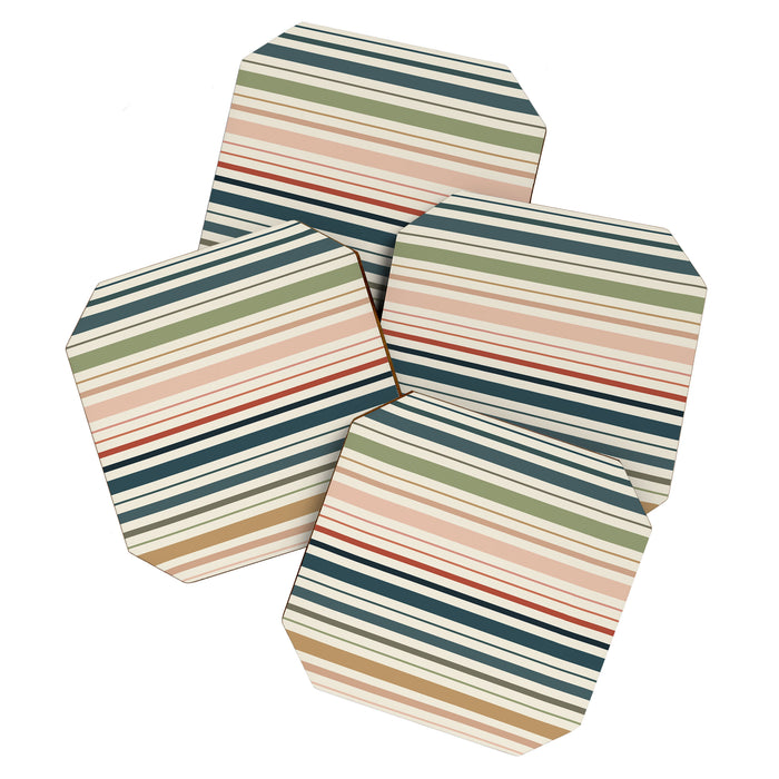 Green Boho Stripes Coaster Gallery Image 1