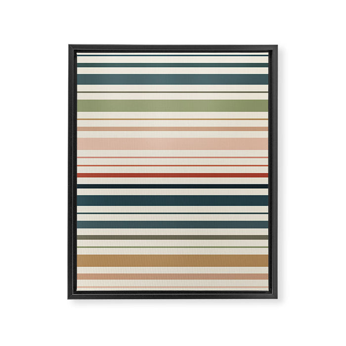 Green Boho Stripes Framed Canvas Print Gallery Image 1