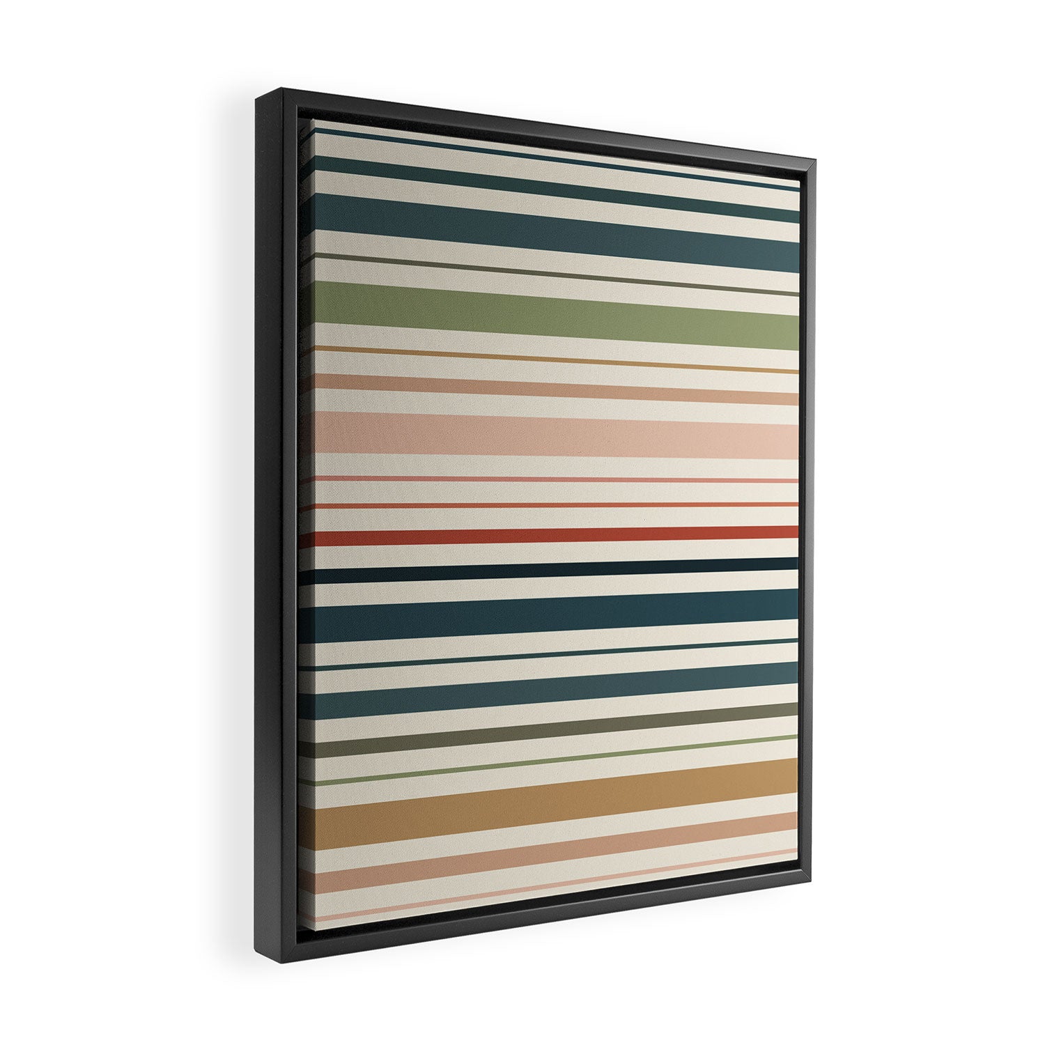 Green Boho Stripes Framed Canvas Print Gallery Image 2