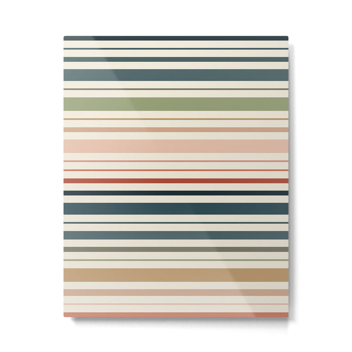 Green Boho Stripes Metal Print Gallery Image 1