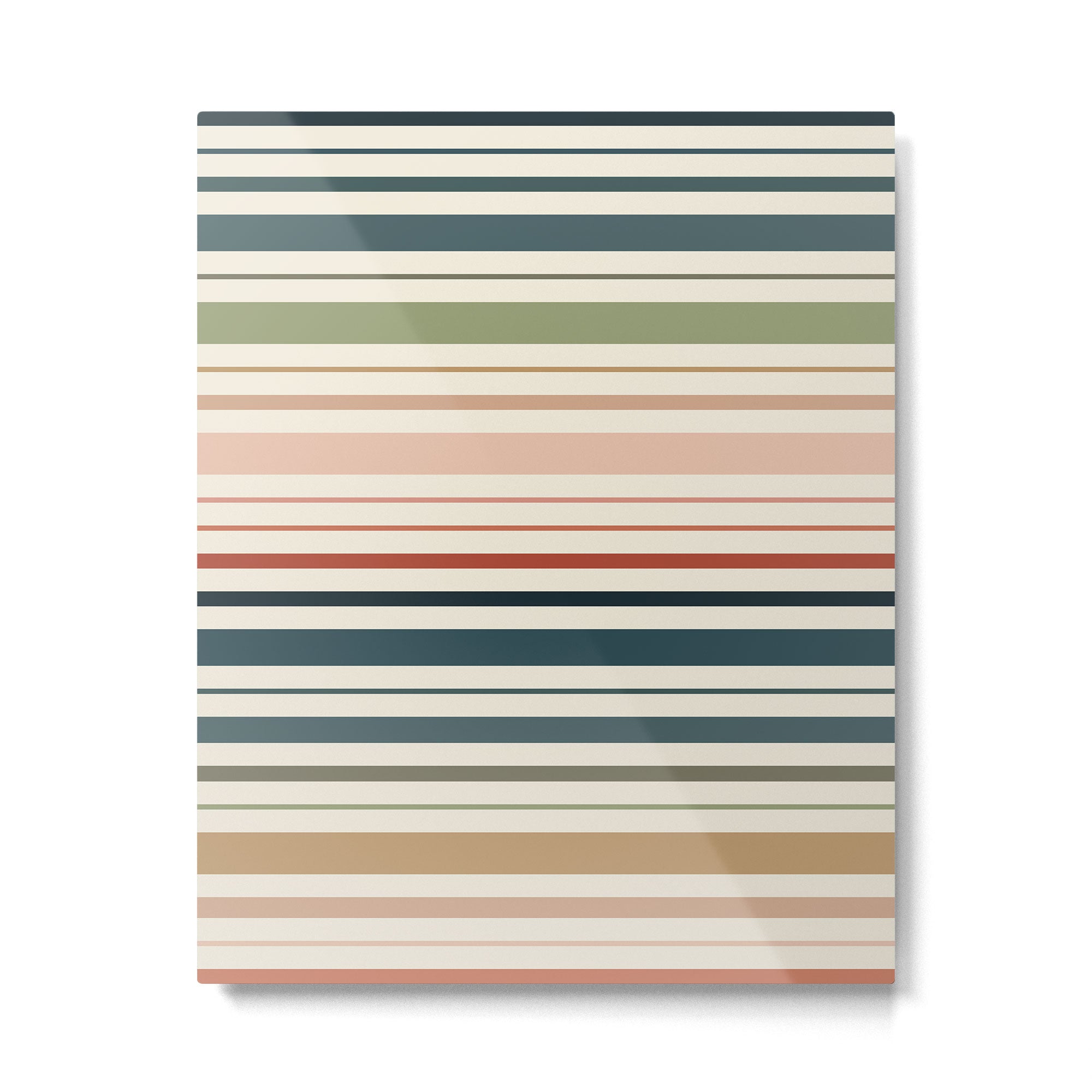 Green Boho Stripes Metal Print Gallery Image 4