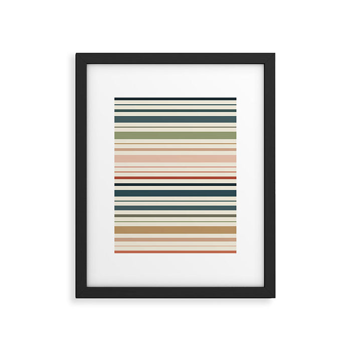 Green Boho Stripes Framed Art Print Gallery Image 1