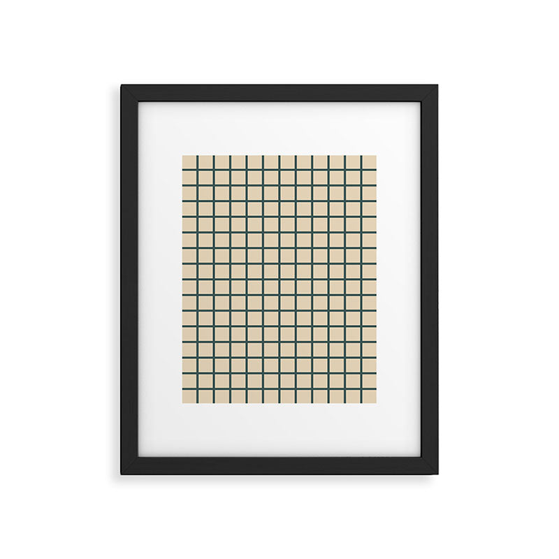 Green On Cream Grid Framed Art Print Gallery Image 5