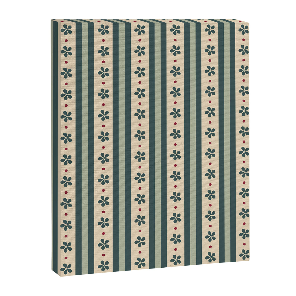 Green Stripes And Flowers Canvas Print Gallery Image 6