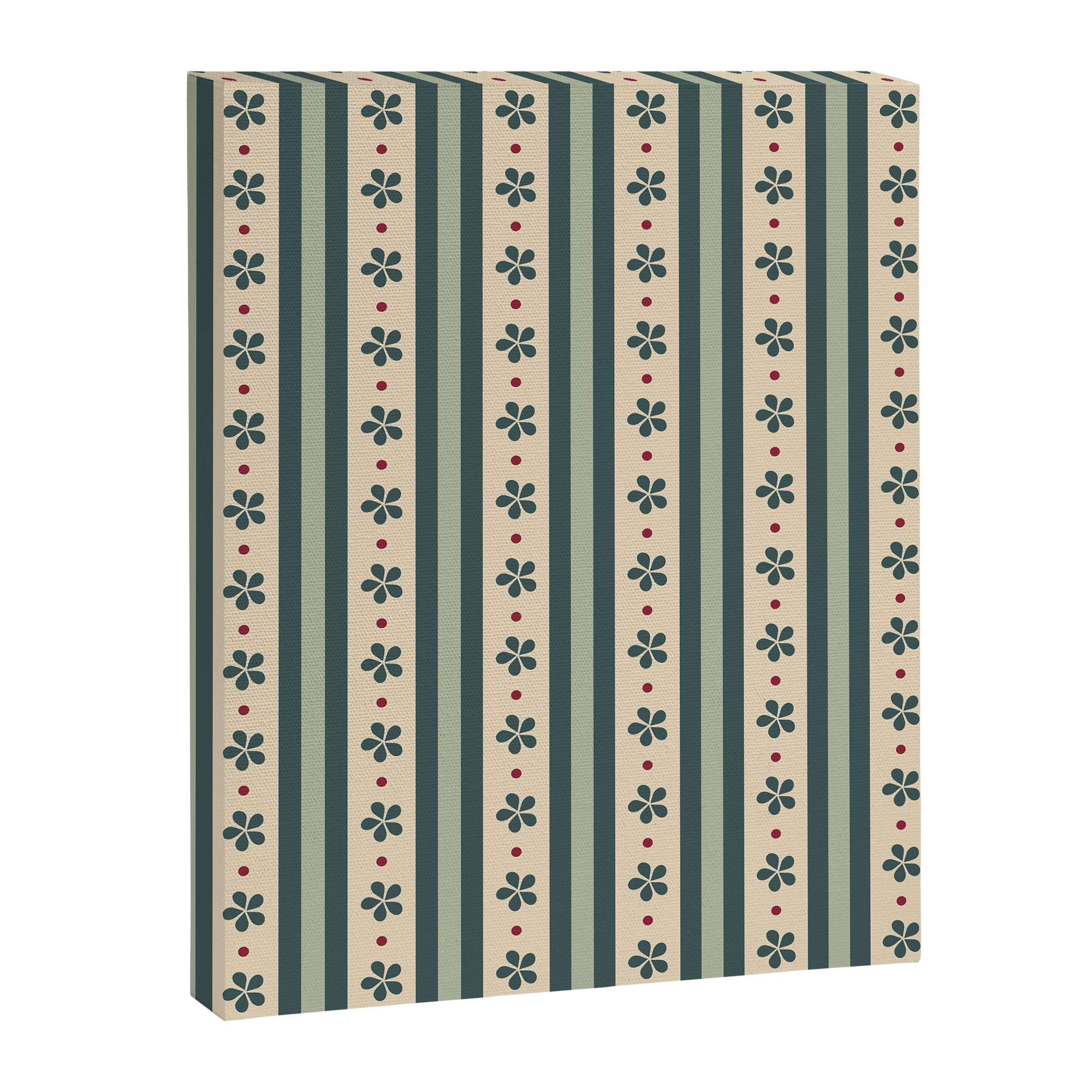 Green Stripes And Flowers Canvas Print Gallery Image 6