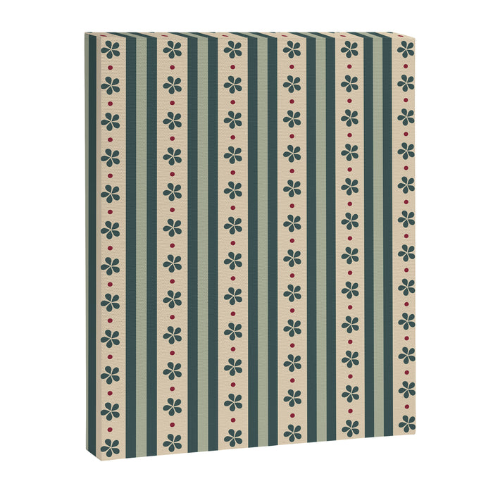 Green Stripes And Flowers Canvas Print Gallery Image 1