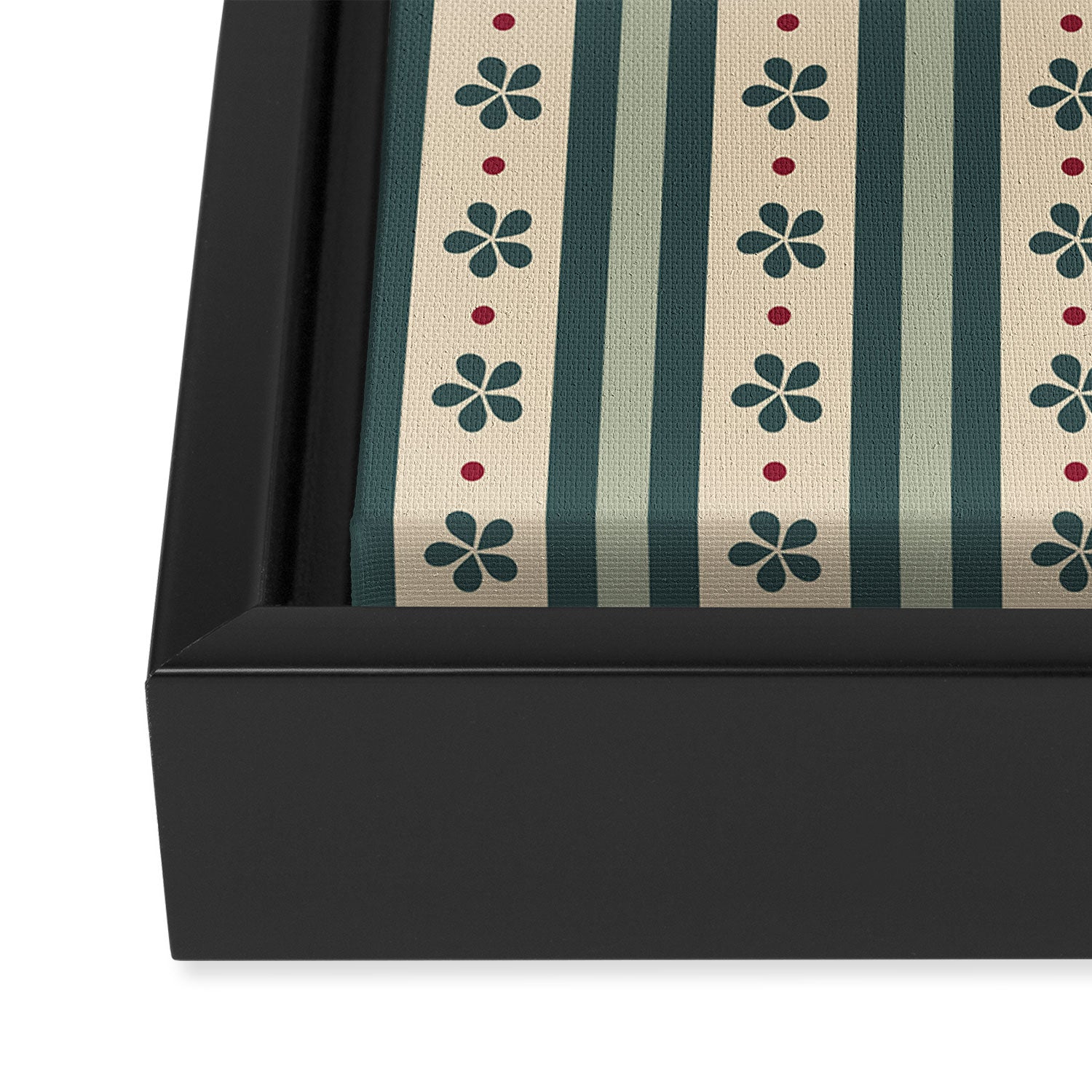 Green Stripes And Flowers Framed Canvas Print Gallery Image 3
