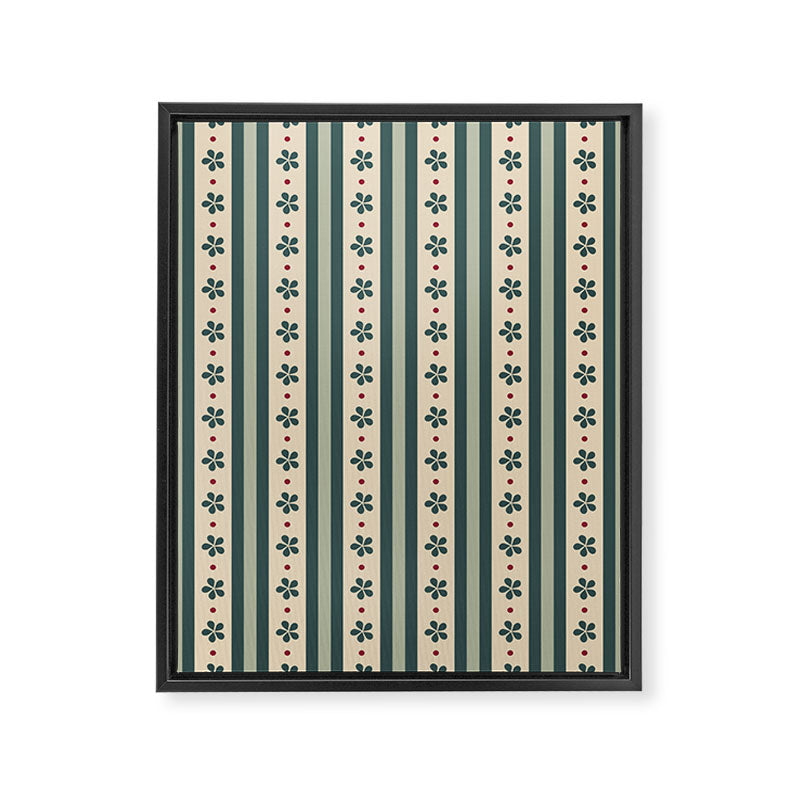 Green Stripes And Flowers Framed Canvas Print Gallery Image 6