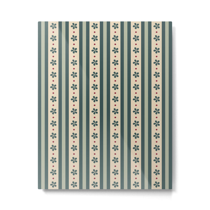 Green Stripes And Flowers Metal Print Gallery Image 1