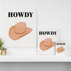 Howdy - Cowboy Hat Neutral Beige Canvas Print Gallery Image 3