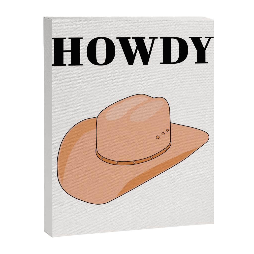 Howdy - Cowboy Hat Neutral Beige Canvas Print Gallery Image 6