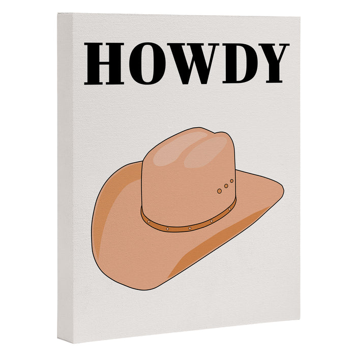 Howdy - Cowboy Hat Neutral Beige Canvas Print Gallery Image 1