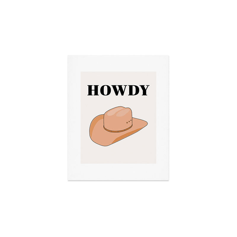 Howdy - Cowboy Hat Neutral Beige Art Print Gallery Image 1
