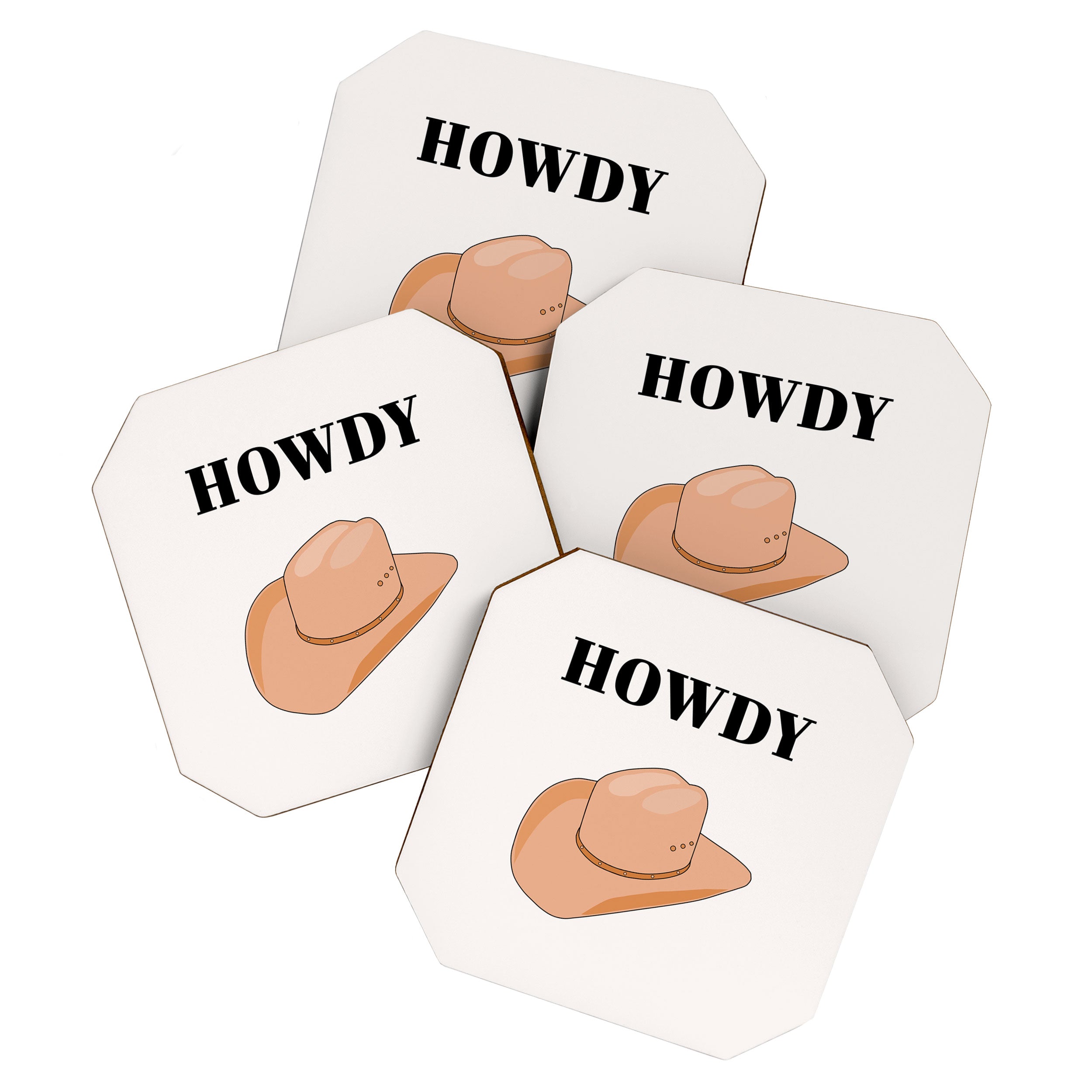 Howdy - Cowboy Hat Neutral Beige Coaster Gallery Image 1