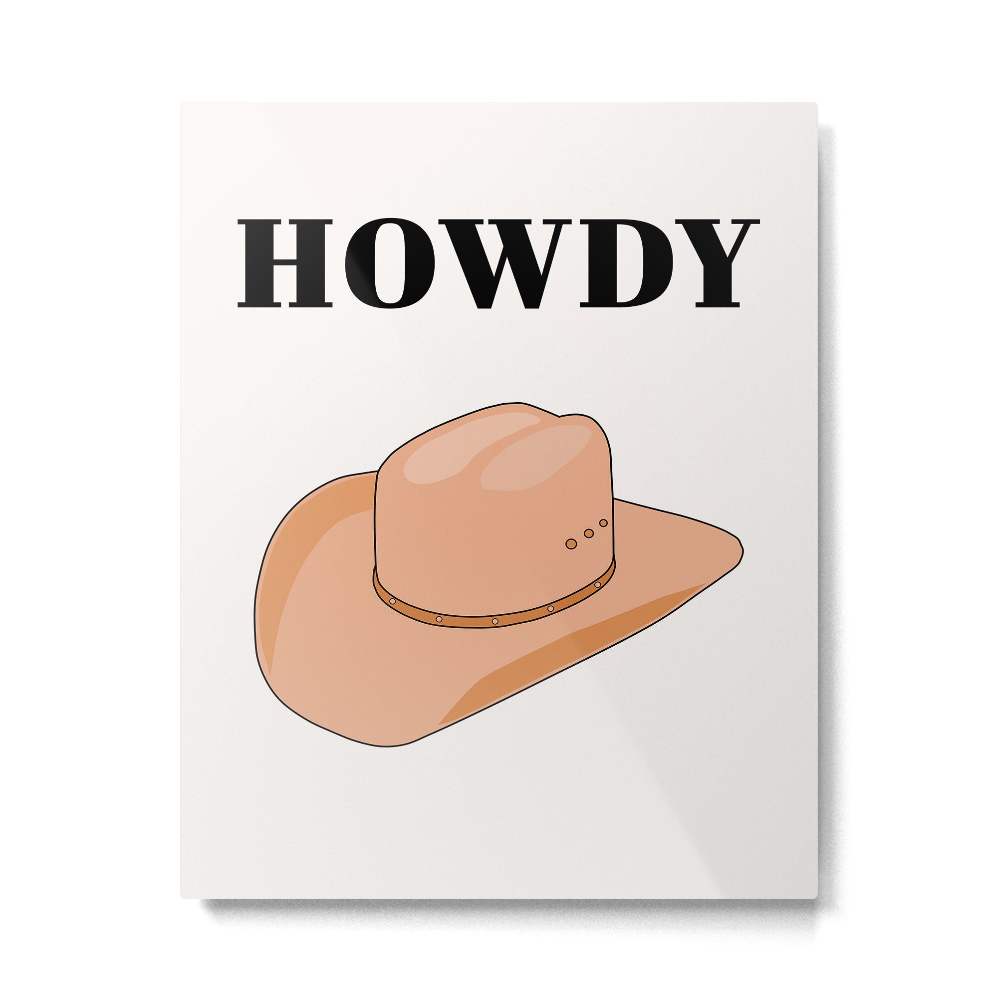Howdy - Cowboy Hat Neutral Beige Metal Print Gallery Image 4
