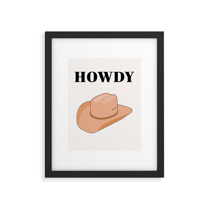 Howdy - Cowboy Hat Neutral Beige Framed Art Print Gallery Image 1