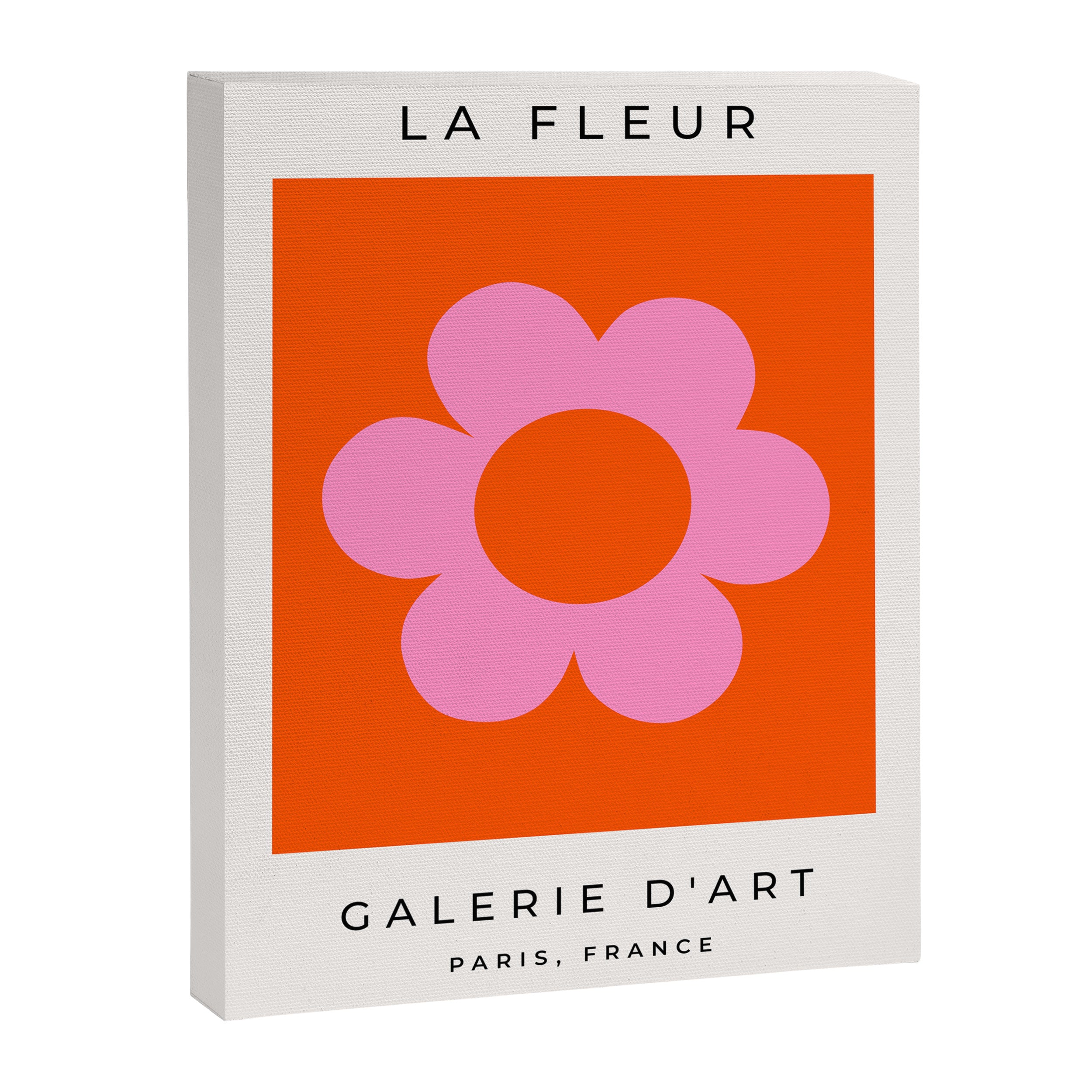 La Fleur | 01 - Retro Floral Print Orange And Pink Aesthetic Preppy Modern Abstract Flower Canvas Print Gallery Image 6